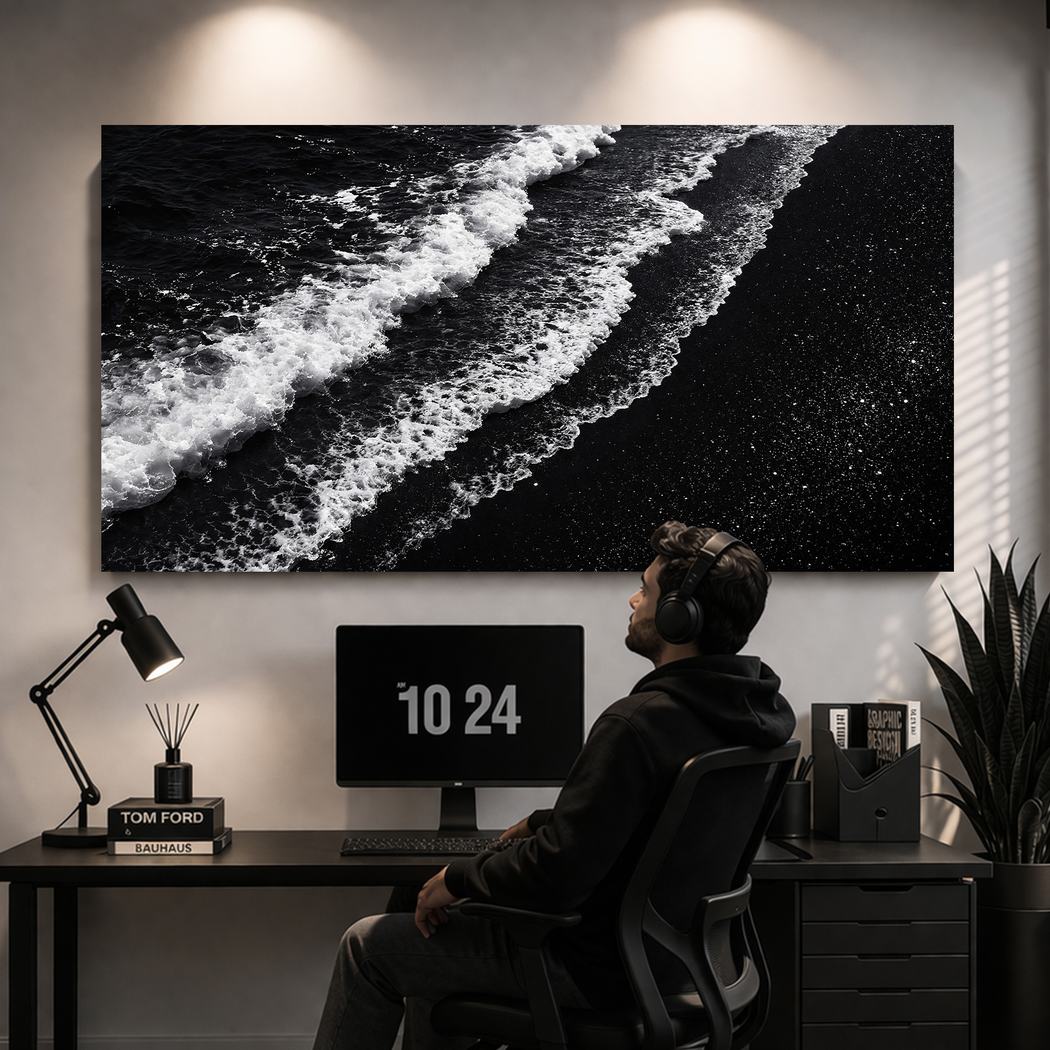 Canvas artwork placed in a generated scene: lifestyle shot