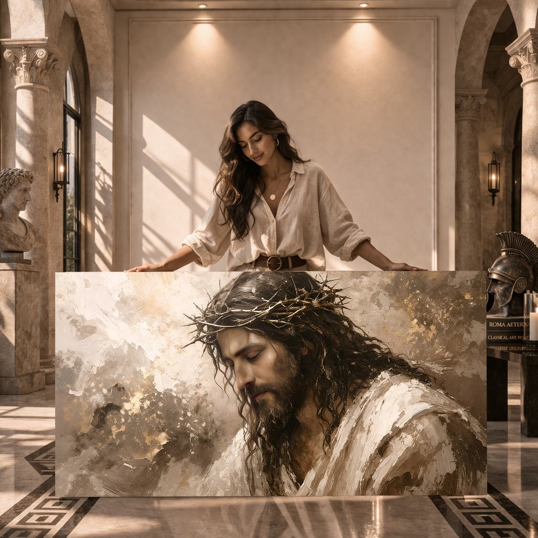 Canvas artwork placed in a generated scene: lifestyle shot