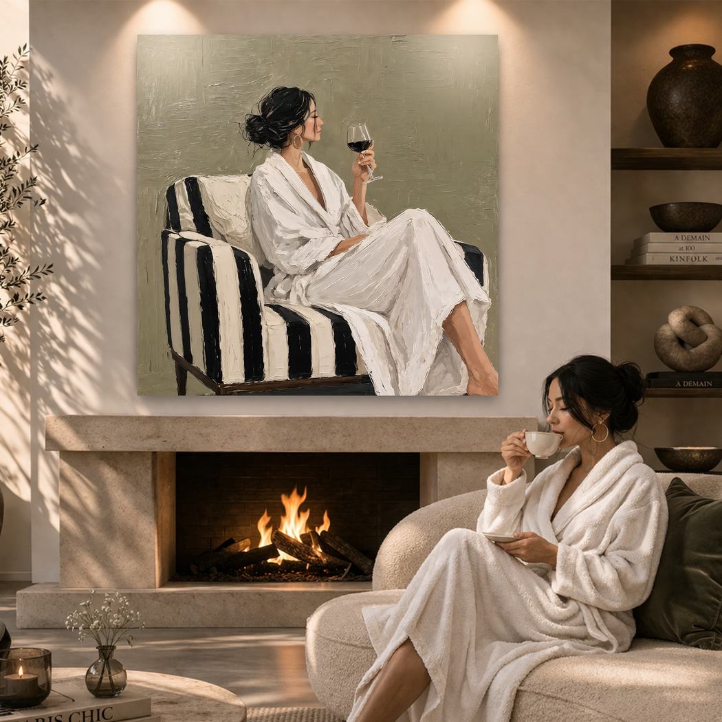 Canvas artwork placed in a generated scene: lifestyle shot