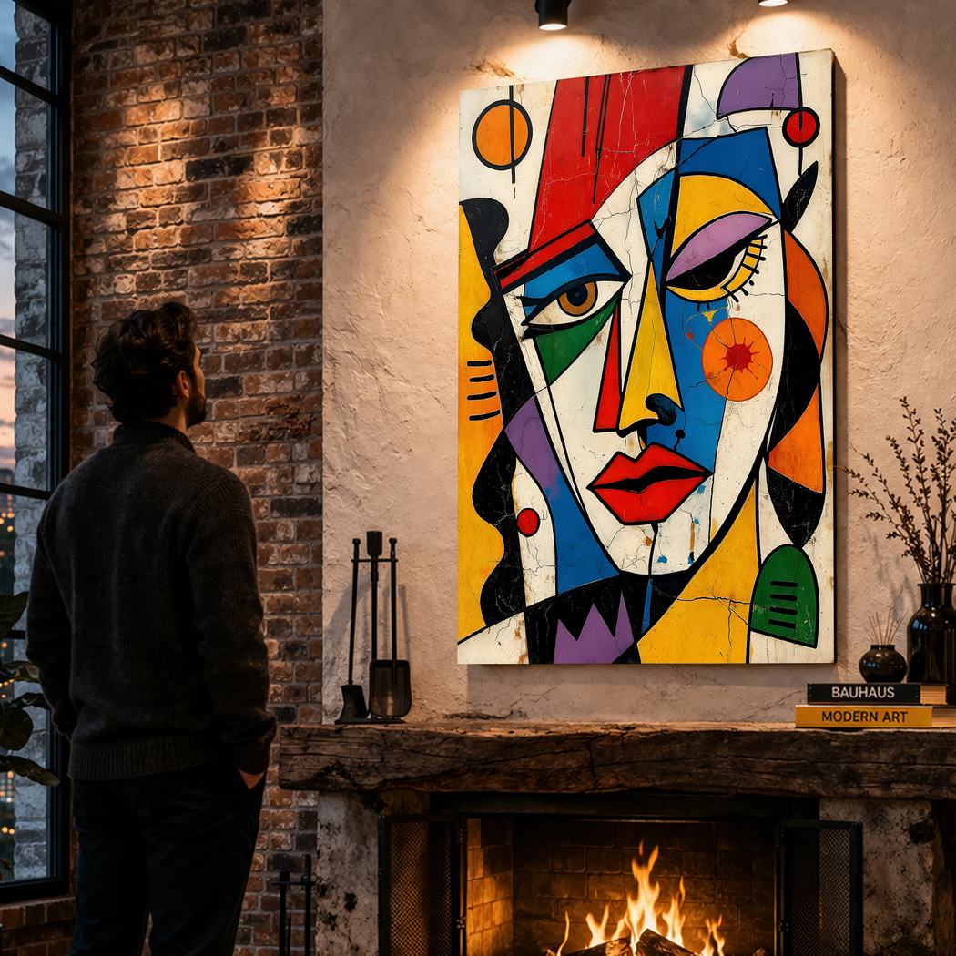 Canvas artwork placed in a generated scene: lifestyle shot