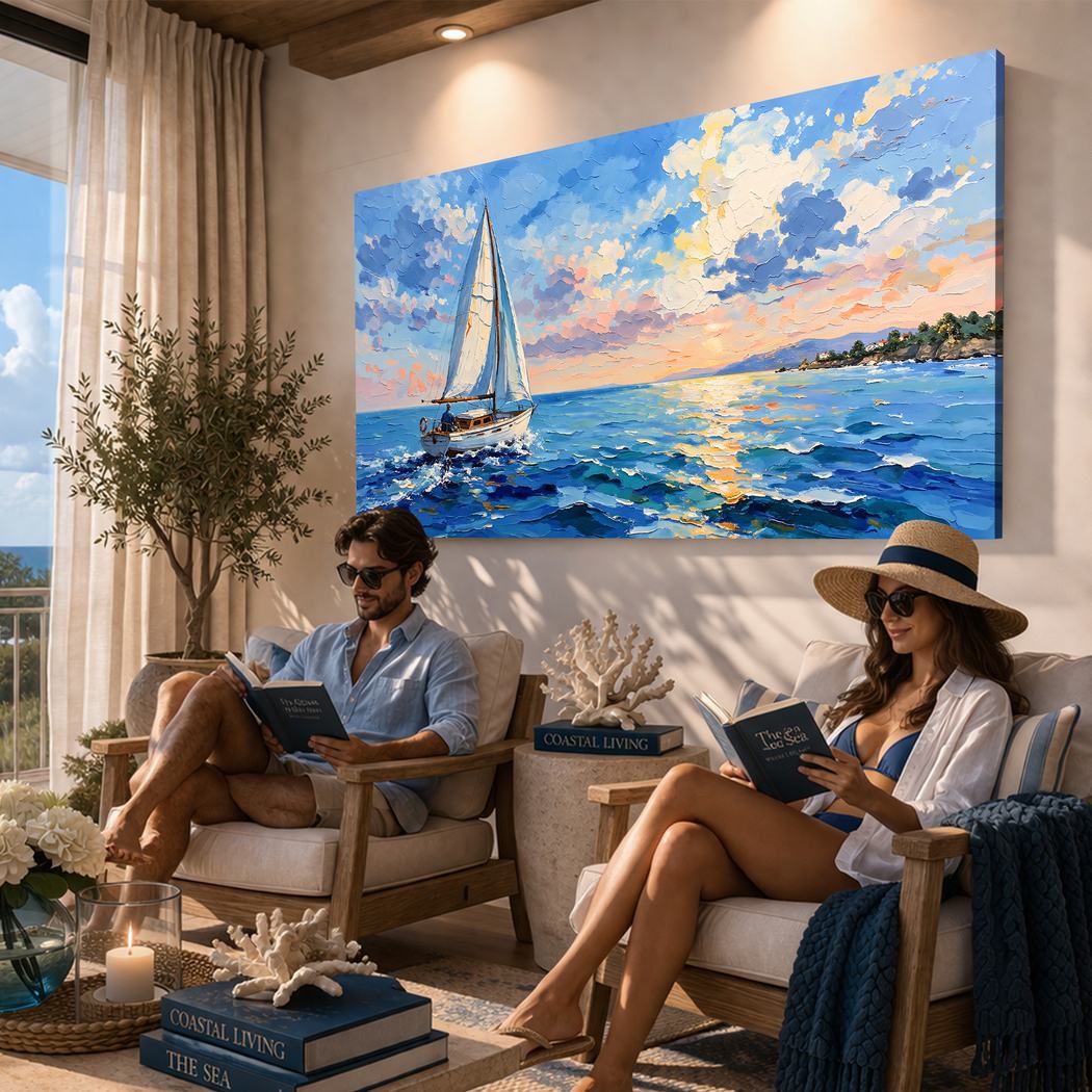 Canvas artwork placed in a generated scene: lifestyle shot