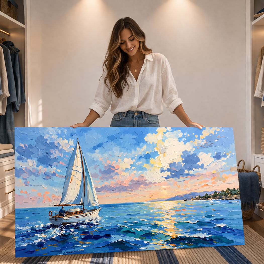Canvas artwork placed in a generated scene: lifestyle shot